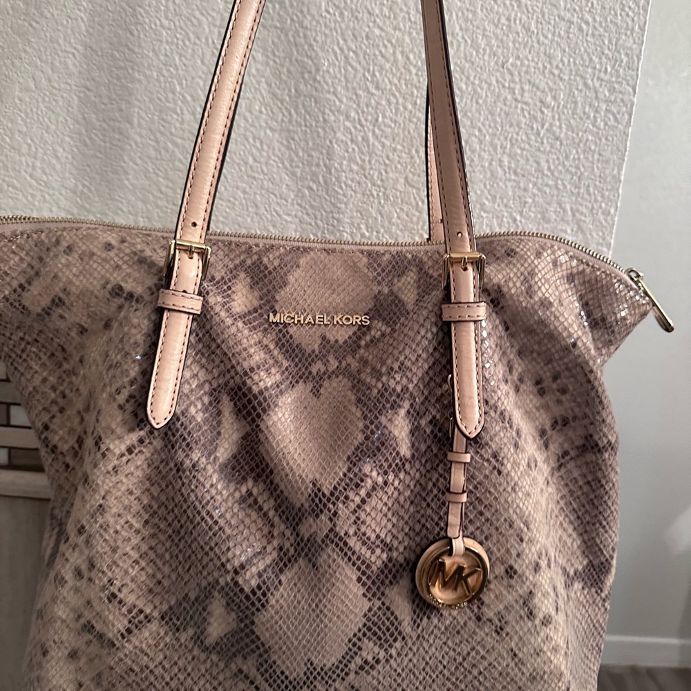 Michael Kors Beige Snake Print Tote